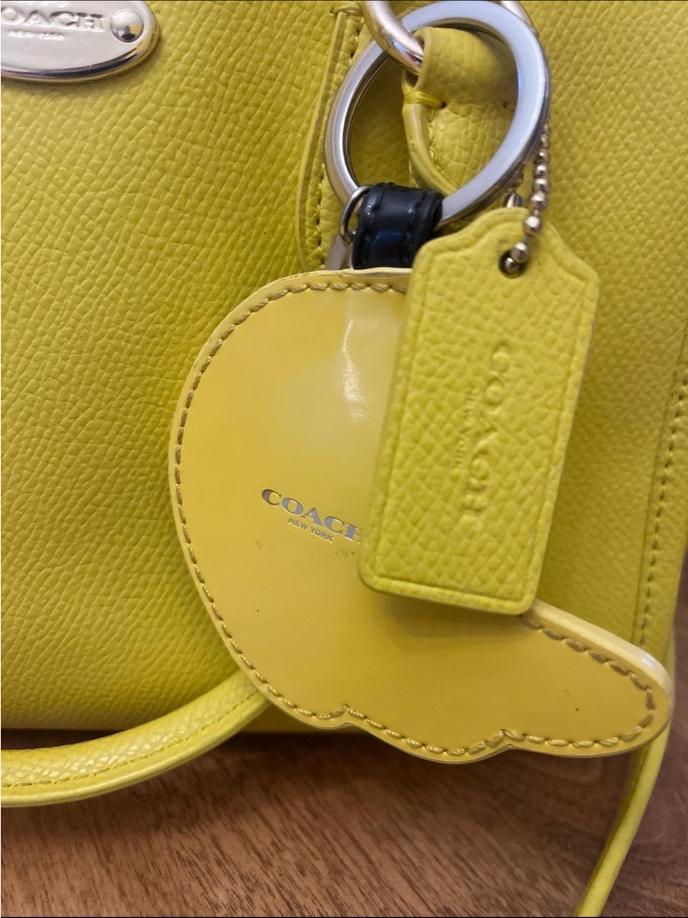 Coach Yellow Leather Satchel with Banana Charm Keyring - Picture 7 of 9